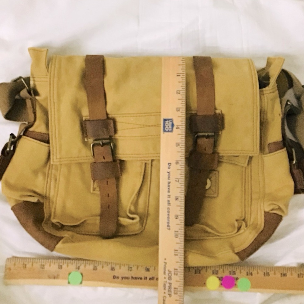 Vintage Augur Strauss & Co. Crossbody Messenger Style Canvas and Leather Bag - Picture 9 of 16